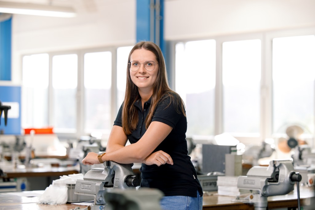 Female intern in a lab
